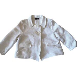Classiques Entier White Textured Cotton Double-Breasted Cropped Jacket